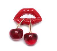 Spilla Donna Sweet Elegant Cherry Brooch Rhinestone Enamel Fruit Pin Suit Coat Backpack Decoration Jewelry Accessories Party(Color-13)