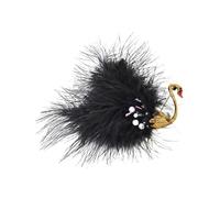 Spilla Donna White Feather Plush Pearl Crystal Animal Brooch Creative Alloy Bird Badge(Color 2)
