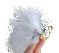 Spilla Donna White Feather Plush Pearl Crystal Animal Brooch Creative Alloy Bird Badge(Color 3)