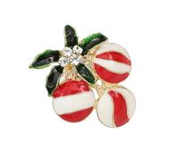 Spilla festiva a forma di ciliegie in lega di metallo, accessorio per le vacanze per decorazioni natalizie, abbigliamento per feste e regali, versatile spilla a tema natalizio, Misura unica, come