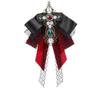 Spilla Fiocco in Pizzo Rosso Stile Barocco per Donne Eleganti | Metallo e Tessuto, Design a Spilla Facile da Usare, Non Danneggia gli Abiti, per Eventi e Riunioni