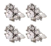 Spilla Fiore Mini Cristalli 4 Pezzi Lega Argento, Sei Petali | Fazzoletto e Lancio Bouquet, Decorazione Nozze, Clip Gioiello Piccola, Dettaglio Brillante