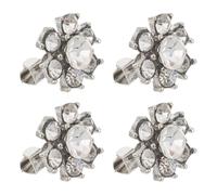 Spilla Fiore Mini Pietre Brillanti, 4 Pezzi, Lega Argento | Sei Petali Lucenti, Decorazione per Cappello e Bouquet, Accessorio Gioiello per Occasioni Speciali