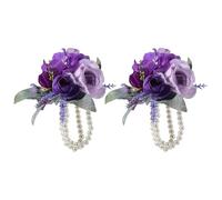 Spilla fiori da sposa artificiali in seta da 2 / da polso per la festa della damigella d ' onore e l ' esposizione domestica del seta della damigella d ' onore