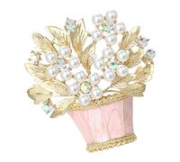 Spilla floreale elegante con strass, per ogni occasione, alla moda, alla moda, Misura unica, come descritto