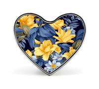 Spilla floreale gialla con base blu carina spilla personalizzata a forma di cuore spilla a forma di cuore in lega di alluminio spille alla moda squisite spille per cappello borsa abito cravatta