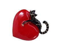 Spilla Gatto Cuore Creativa in Lega Nera, Piccola per Costume | Spilla Regalo Forma di Gatto, per Decorazione e Piccolo Pensiero, Stile Chic e Unico, Dà Buon Umore