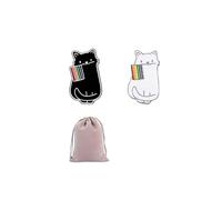 spilla gatto smaltata 2 pezzi pin arcobaleno carino accessorio moda per giacche zaini cappelli decorazione unisex regalo creativo colorato LGBTQ+ orgoglio