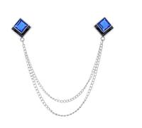 Spilla geometrica in cristallo con nappe e catena da bavero Colletto for camicia uomo Gioielli Spille for feste di matrimonio Accessori(Sliver Blue)