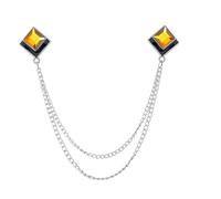Spilla geometrica in cristallo con nappe e catena da bavero Colletto for camicia uomo Gioielli Spille for feste di matrimonio Accessori(Sliver Yellow)