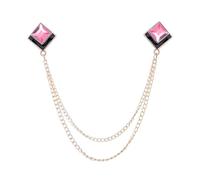 Spilla geometrica in cristallo con nappe e catena da bavero Colletto for camicia uomo Gioielli Spille for feste di matrimonio Accessori(Gold Pink)