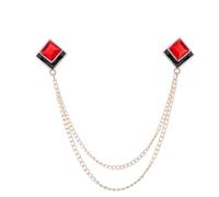 Spilla geometrica in cristallo con nappe e catena da bavero Colletto for camicia uomo Gioielli Spille for feste di matrimonio Accessori(Gold Red)
