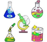 Spilla Gioiello per Vestiti a Tema Strumenti di Laboratorio 5 Pezzi in Lega | Spilli Laboratorio degli Smalti, Set di 5 Pezzi, Stile Scientifico per Prom e Natale