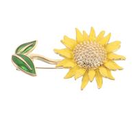 Spilla Girasole con Cristalli, 1,6 Pollici, Rame e Pietre Lucenti | Accessorio Floreale Raffinato e Classico, per Feste e Concorsi, Giallo, Leggero e Confortevole
