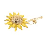 Spilla Girasole Raffinata in Rame con Cristalli per Eventi | Finitura Classica, Chiusura Testata, Giallo Luminoso, per Staff e Uomini a Cerimonie, Lauree e Concorsi
