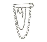 Spilla gotica punk in metallo a forma di croce, spilla a catena con nappe da donna, spilla vintage per maglione, scialle, colletto, As show, Lega di acciaio