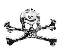 Spilla Gotica Teschio Pirata con Ossa Incrociate in Metallo per Donne Halloween Accessori Sciarpa Abito Risvolto Regali per Feste (Argento Placcato)