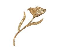 Spilla Grande in Metallo a Forma di Foglia e Fiore, Ideale per Bouquet, Fiore all'Occhiello, Matrimoni e Regalo di Natale- D'oro