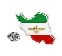 Spilla in acciaio inox color argento dorato con motivo Iran, accessorio alla moda, decorazione per petto, ornamento per corpetto, round 4, come descritto