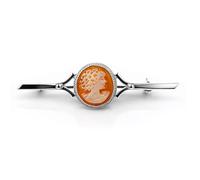 Spilla in argento 925 con cammeo volto di donna inciso a mano a Torre del Greco gioiello artigianale unico da donna