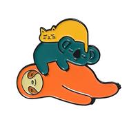 Spilla in argento carino divertente bradipo smalto pin pigro animale koala gatto spilla bavero zaino distintivo cartone animato gioielli regalo per ragazza scialle clip, Misura unica, Metallo