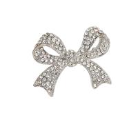 Spilla in argento con strass da donna, grande fiocco di cristallo, spilla decorativa per abbigliamento, accessori per gioielli alla moda, Large, Metallo, Nessuna pietra preziosa