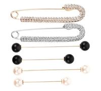Spilla in argento, spilla con corpetto di cristallo, spilla con perle alla moda, set da 6 spille for abito, scialle for donna, accessori decorativi for abbigliamento, fermagli for cardigan in cristall