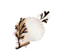 Spilla in corallo conchiglia con accenti perle e smalto artigianale Spilla da bavero per uso quotidiano o occasioni speciali Accessorio per spilla con conchiglia in corallo