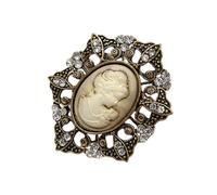 Spilla in filigrana intricata con cammeo color oro antico, spilla per feste e balli studenteschi, per eventi formali e occasioni speciali, accessori classici alla moda da donna, One Size, come