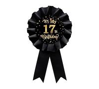 Spilla in latta nera con scritta in inglese "It's My 17th Birthday", con scritta "Happy 17th Birthday", per ragazzi e ragazze, decorazione per feste, Plastica, Senza pietra
