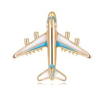 Spilla in lega a forma di aeroplano, smaltata, per donne, uomini, costumi aerei, spilla blu, bella e professionale