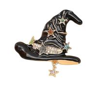 Spilla in lega a forma di cappello da strega, con strass, decorazione perfetta per cosplay e uso quotidiano, gioiello alla moda, One Size, come descritto