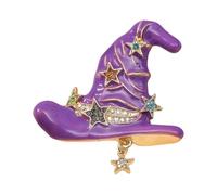 Spilla in lega a forma di cappello da strega, con strass, perfetta per cosplay e uso quotidiano, gioielli a tema fantasy, One Size, come descritto