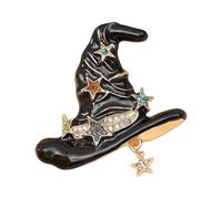 Spilla in lega a forma di cappello da strega, con strass, perfetta per cosplay e uso quotidiano, gioielli a tema fantasy, One Size, come descritto