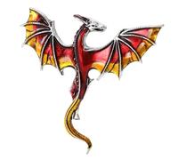 Spilla in lega a forma di drago occidentale in stile cartone animato, alla moda, unisex, decorativa, per sciarpe, borse, ciondoli smaltati, accessori per feste, spilla da bavero con pterosauro, One