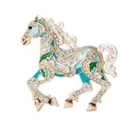 Spilla in lega di zinco con cristalli brillanti e accessori smaltati a forma di animale per look alla moda gioielli a forma di cavallo dei cartoni animati, One Size, come descritto