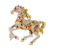 Spilla in lega di zinco con cristalli lucidi e spilla a forma di animale smaltato, accessori per un look alla moda, spilla da cavallo in delicato, One Size, Come descritto