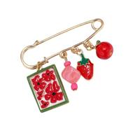 Spilla in lega frutta fragola Dettagli dipinti a mano per donna Accessori da indossare ogni giorno e per eventi speciali Spilla floreale vintage in lega