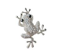Spilla in lega per cappotto spilla unisex a forma di rana in lega con strass decorazione per borsa, cappotto, colletto, sciarpa, festa, ballo, abbigliamento, gioielli, lega metall, Pietra secondaria