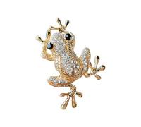 Spilla in lega per cappotto spilla unisex a forma di rana in lega con strass decorazione per borsa, cappotto, colletto, sciarpa, festa, ballo, abbigliamento, gioielli, Metallo, Pietra secondaria