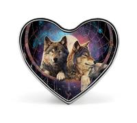 Spilla in metallo a forma di cuore con acchiappasogni a forma di lupo, 2,5 cm, per abbigliamento, borse, accessori e decorazioni per cravatte.