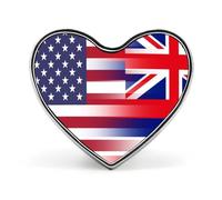 Spilla in metallo a forma di cuore con bandiera degli Stati Uniti e delle Hawaii, 2,5 cm, per abbigliamento, borse, accessori e decorazioni per cravatte.