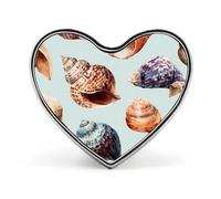 Spilla in metallo a forma di cuore con conchiglie di granchio eremita e scritta "Amore" per uomo e donna, ideale per abbigliamento, borse e cappelli.