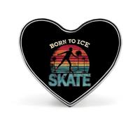 Spilla in metallo a forma di cuore con scritta "Born to Ice Skate" per uomo e donna, ideale per abbigliamento, borse e cappelli.