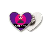 Spilla in metallo a forma di cuore con scritta in lingua inglese "Keep It True"