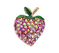 Spilla in metallo a tema frutta con strass abbellimento per abbigliamento e borse elegante accessorio regalo lega metallo ciliegia strass spilla, Misura unica, come descritto