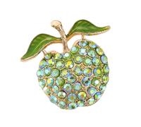 Spilla in metallo a tema frutta con strass abbellimento per abbigliamento e borse elegante accessorio regalo lega metallo ciliegia strass spilla, Misura unica, come descritto