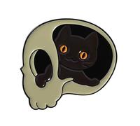 Spilla in metallo a tema scheletro unico, regalo creativo, misterioso, gioiello nero per gli amanti della cultura gotica, punk, spilla nera, Misura unica, come descritto
