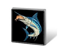 Spilla in metallo alla moda con pesce spada Marlin che mangia pesce, 1 pollice, per vestiti, cappelli, borse, cravatte, accessori e decorazioni