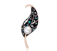 Spilla in metallo con design a foglie d'acero dipinte a colori, decorazione in perle finte, spille color oro(Color6)